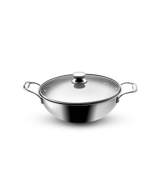 Vaya Tri-Ply Kadai (Stainless Steel) with Glass Lid