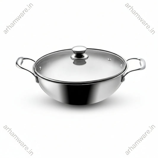 Vaya Tri-Ply Kadai (Stainless Steel) with Glass Lid