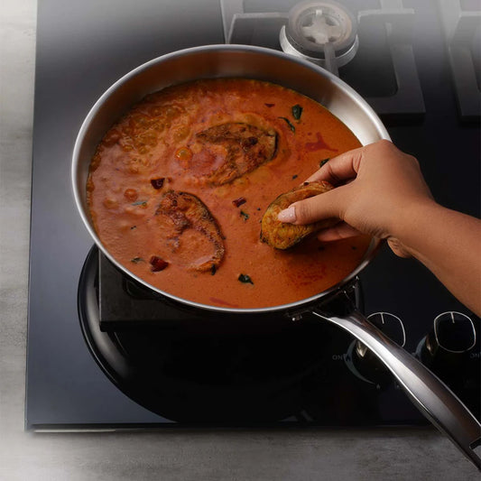 Tramontina Aeion Fry Pan with SS Lid (20, 24, 26cm) Tri-Ply Clad Stainless Steel