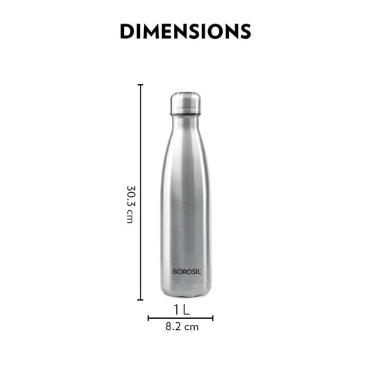 Borosil Bolt Single Wall Stainless Steel Bottle 1.0 ltr