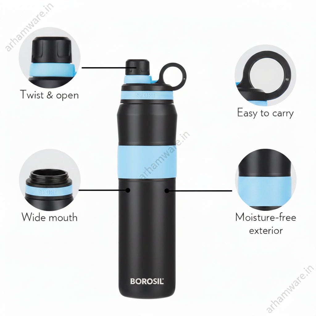 Borosil Hydra Burst Arctic 800 Thermal Vacuum Insulated Bottle