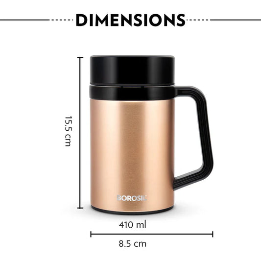 Borosil Easy Go Mug Thermal Vacuum Insulated 410ml