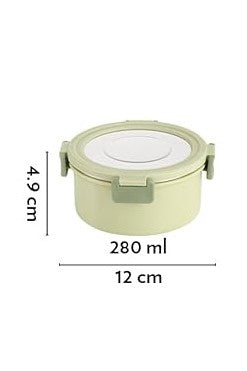 Borosil Glory Green Microwavable (Inside) Stainless Steel (Outside Plastic) Lunch Set with Bag