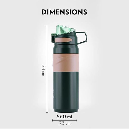 Borosil Hydra Adventure Thermal Vacuum Insulated Bottle 560ml with Straw
