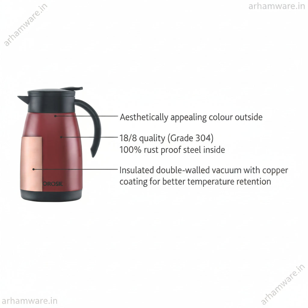 Borosil Hydra Teapot 1000 Thermal Vacuum Insulated Kettle