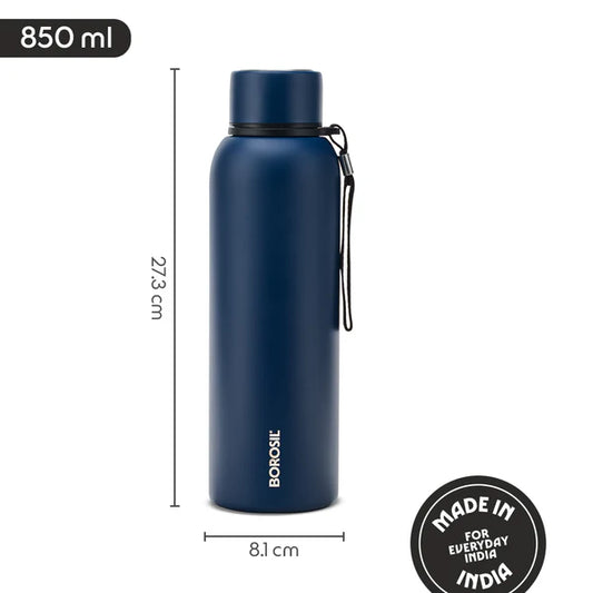 Borosil Hydra Trek Thermal Vacuum Insulated Bottle 850ml Indigo
