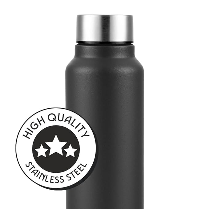 Borosil Hydra Sip N Chill Black 1000ml Stainless Steel Bottle