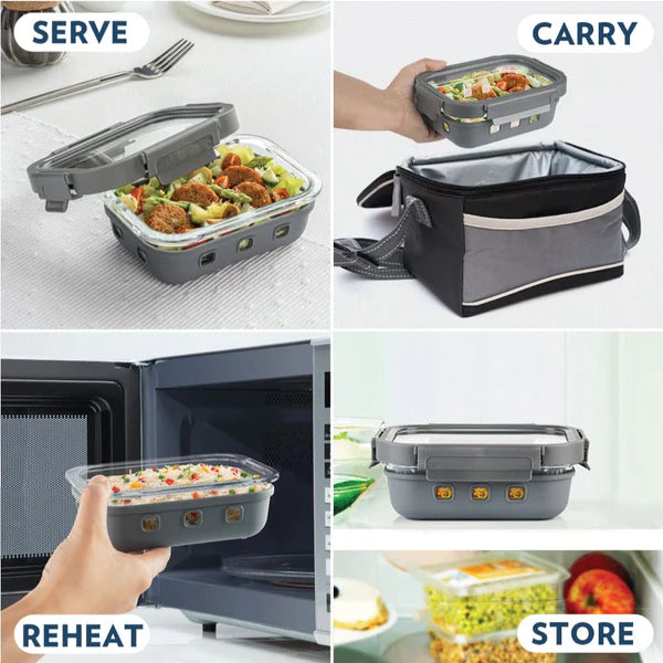 Borosil Klip n Store Plus Rectangular Borosilicate Glass Container & Lid