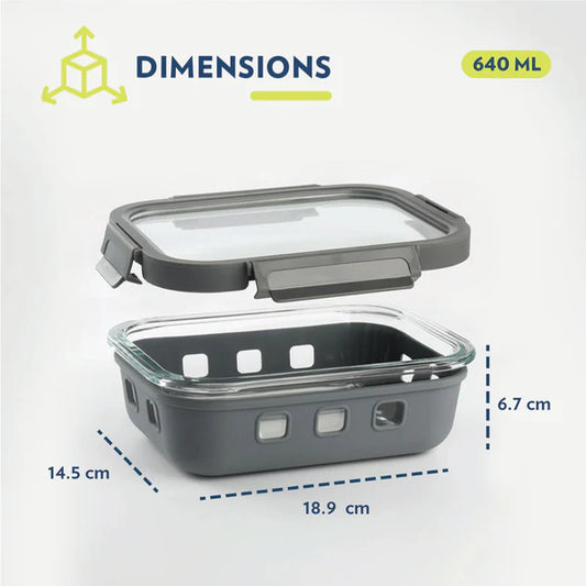 Borosil Klip n Store Plus Rectangular Borosilicate Glass Container & Lid