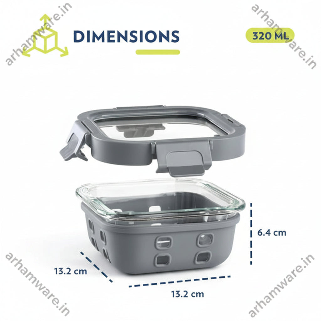 Borosil Klip n Store Plus Square Borosilicate Glass Container & Lid