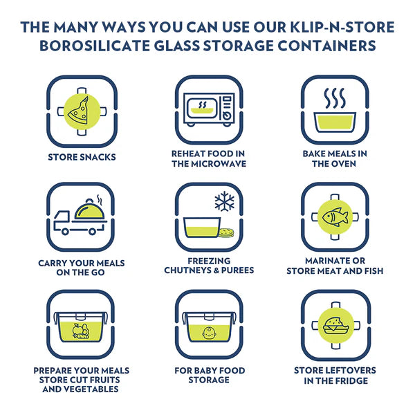 Borosil Klip n Store Rectangular Borosilicate Glass Container 1520ml