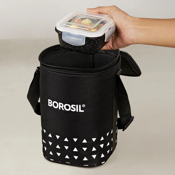 Borosil Glass Lunch Set Vertical with 3 Containers with Bag
