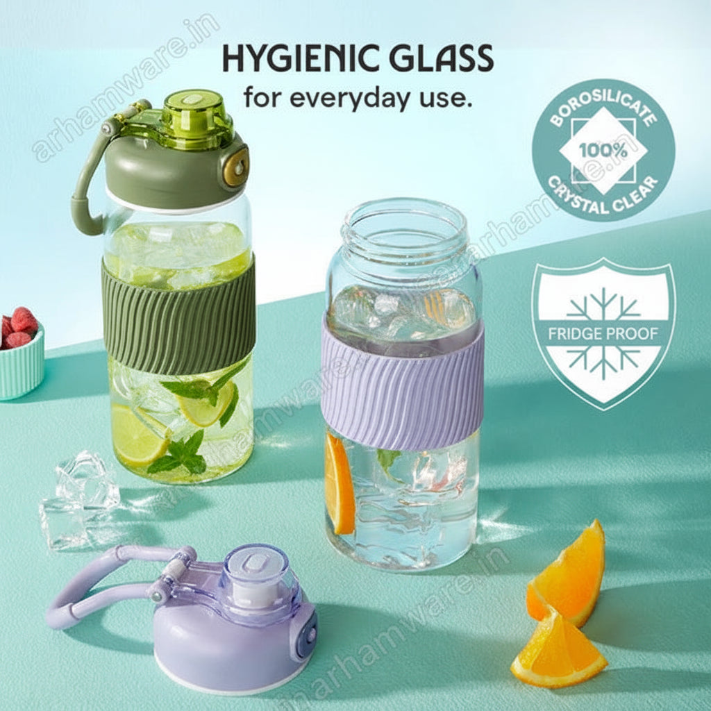 Borosil Poppy Borosilicate Glass Bottle 600ml