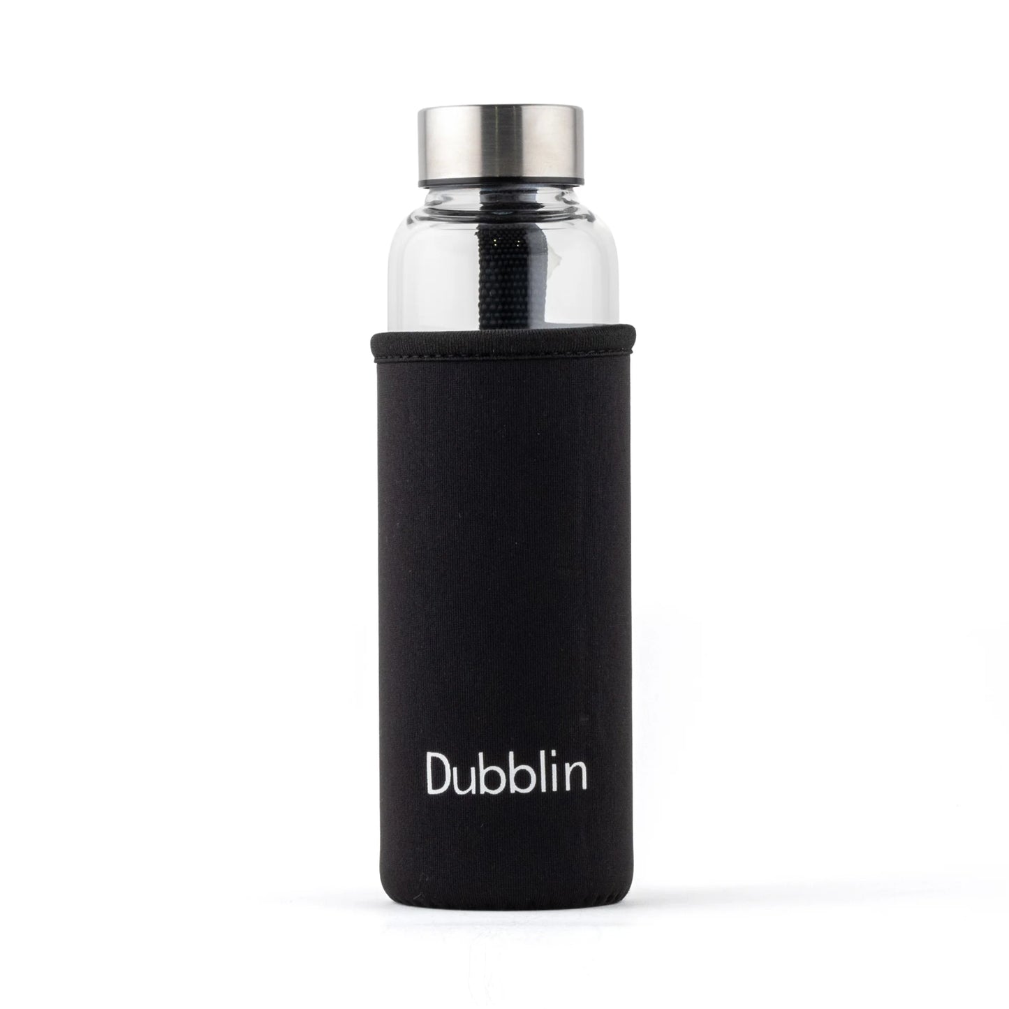 Dubblin Stream 400ml Slim Borosilicate Glass Bottle With Bag