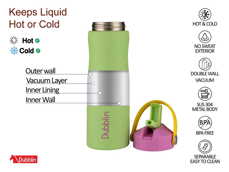 Dubblin Fancy 500 Thermal Vacuum Insulated Bottle with Straw