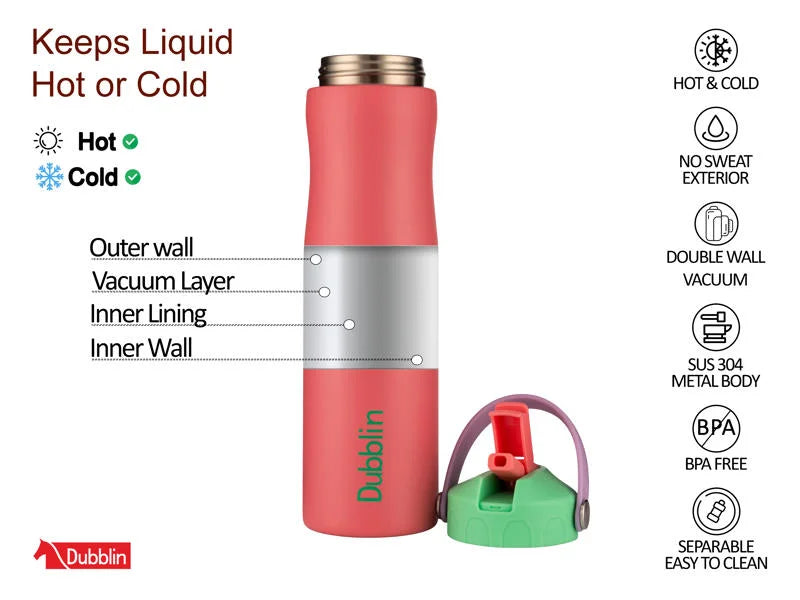 Dubblin Fancy 750 Thermal Vacuum Insulated Bottle with Straw