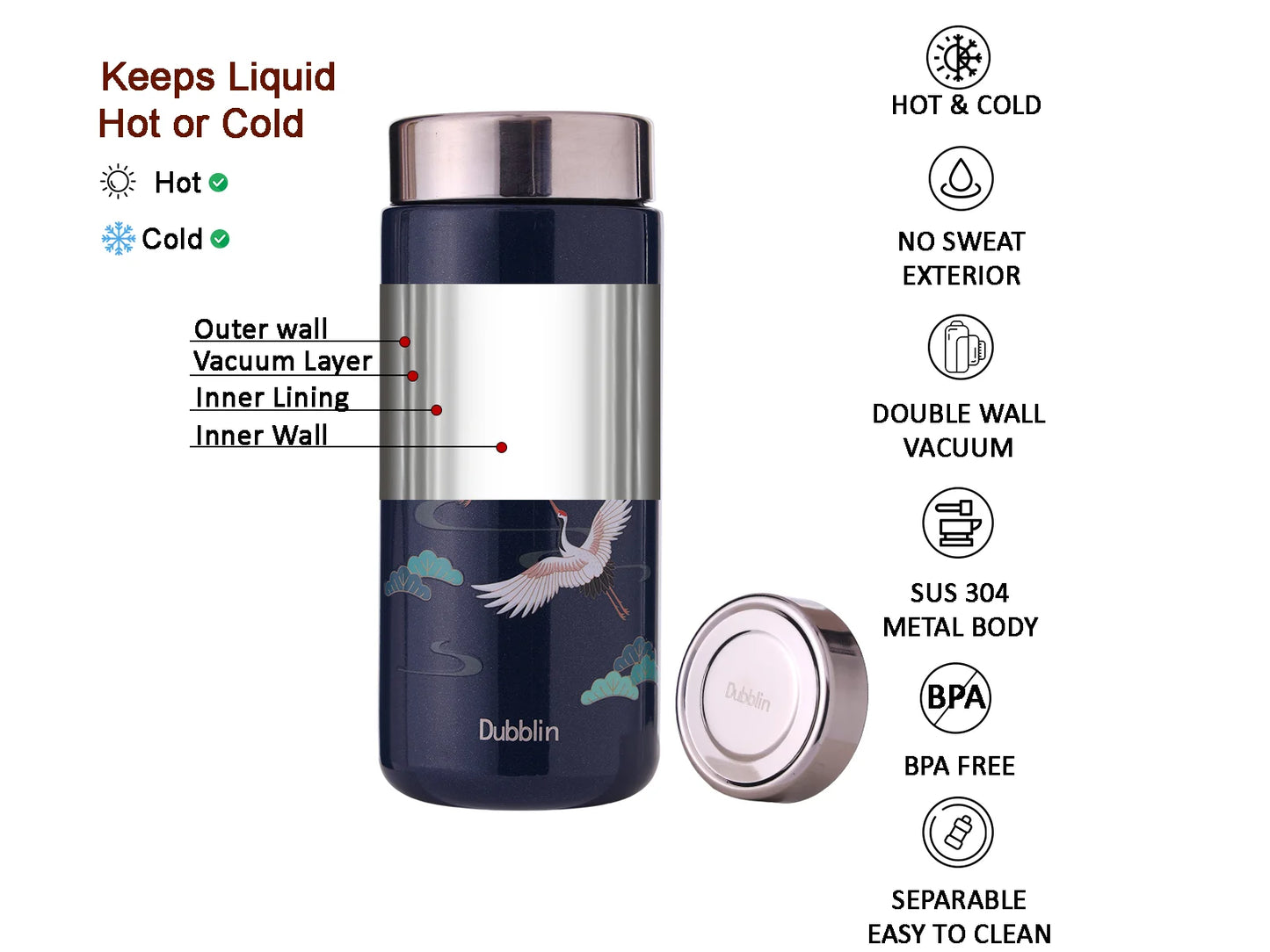 Dubblin Little 200ml Thermal Vacuum Insulated Bottle