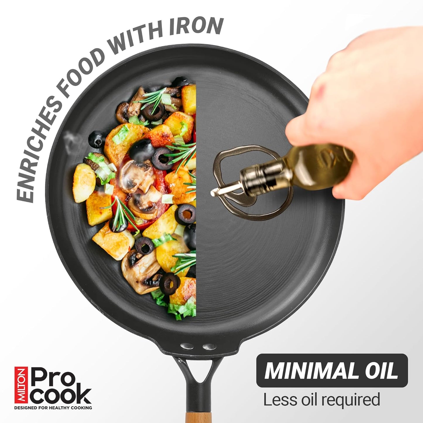 Milton Procook Cast Iron Dosa Tawa with Enamel Coating