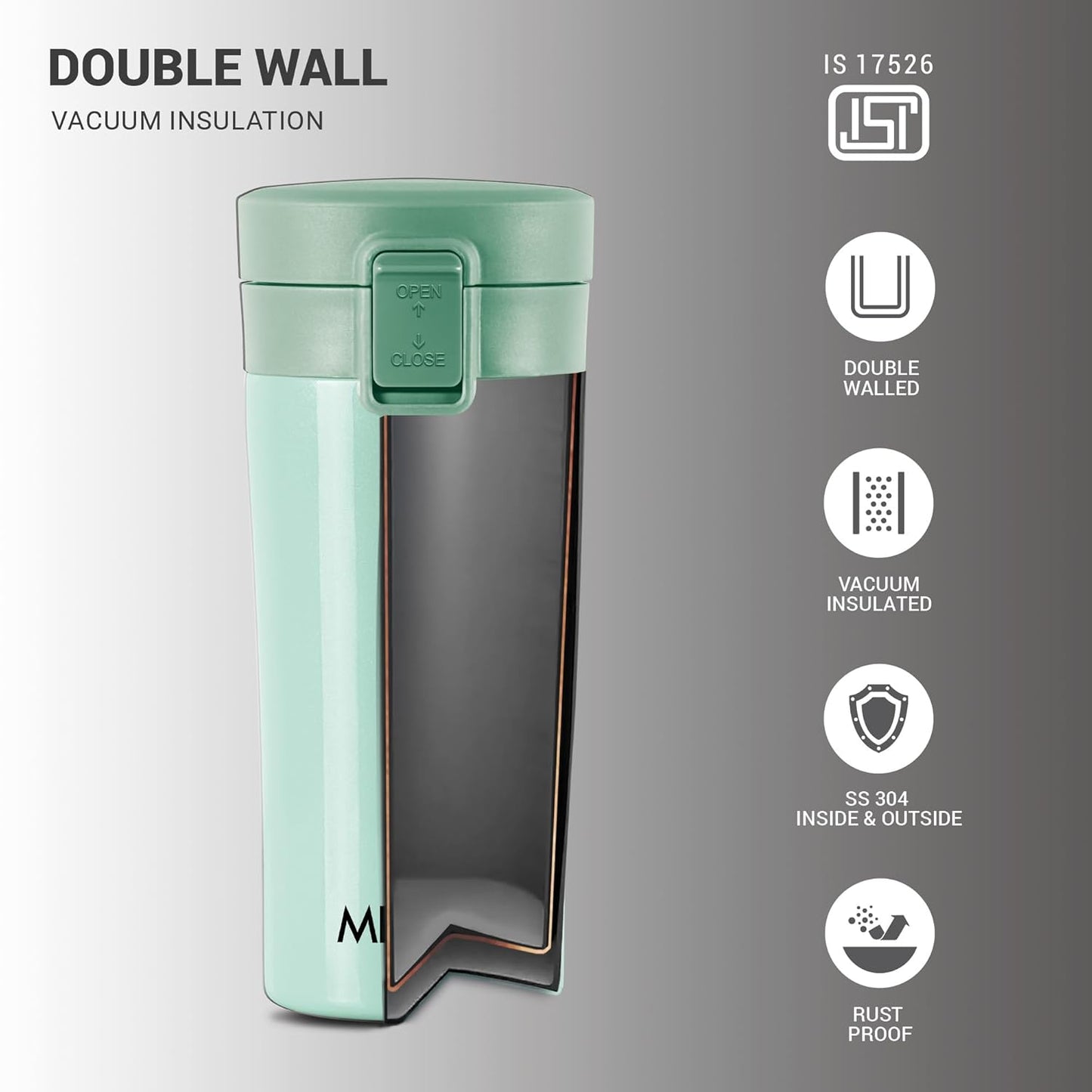 Milton Coffee Mug 400 Thermal Vacuum Insulated with Strainer