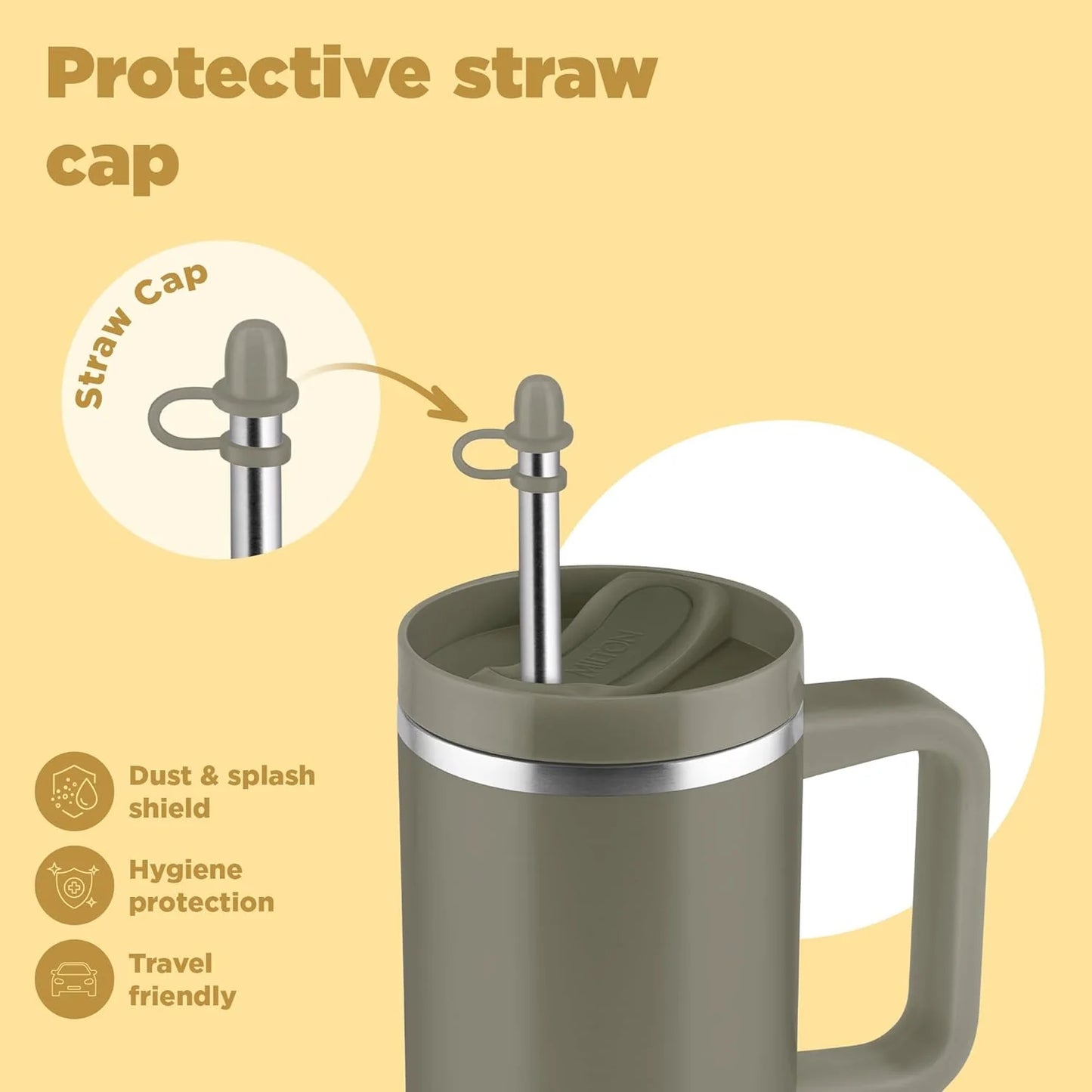 Milton Malmo 1200 Thermal Vacuum Insulated Mug with Stainless Steel Straw (Twin Flow: Gulper Plus Straw Sipper)