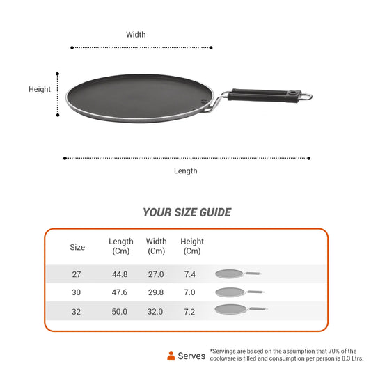 Milton Procook Black Pearl Induction Non Stick Flat Tawa
