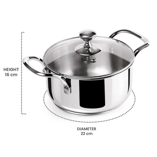Milton Procook Stainless Steel Casserole with Glass Lid