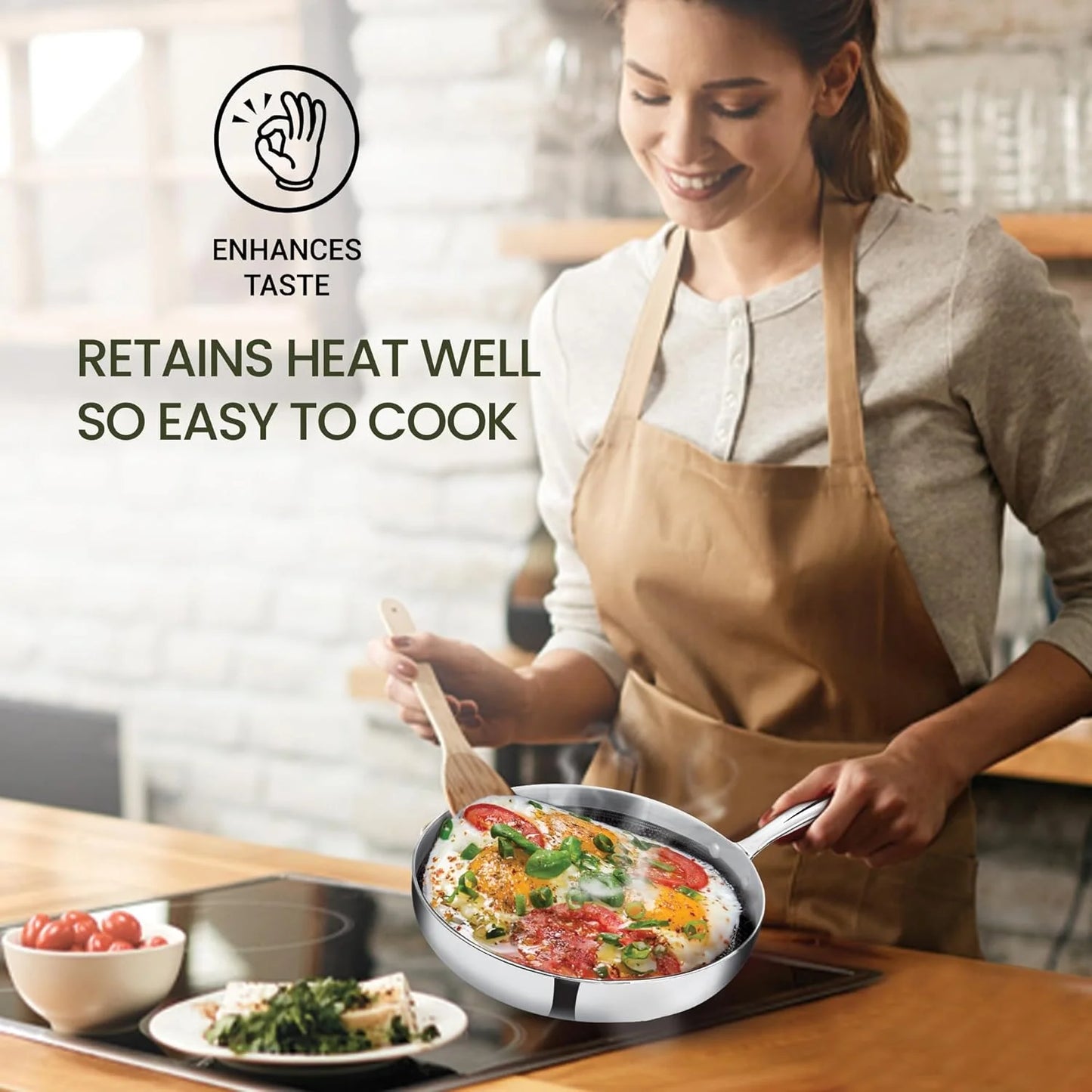 Milton Procook Tri-ply Hexa Tech Fry Pan with Glass Lid (Honey Comb Non Stick Structure)