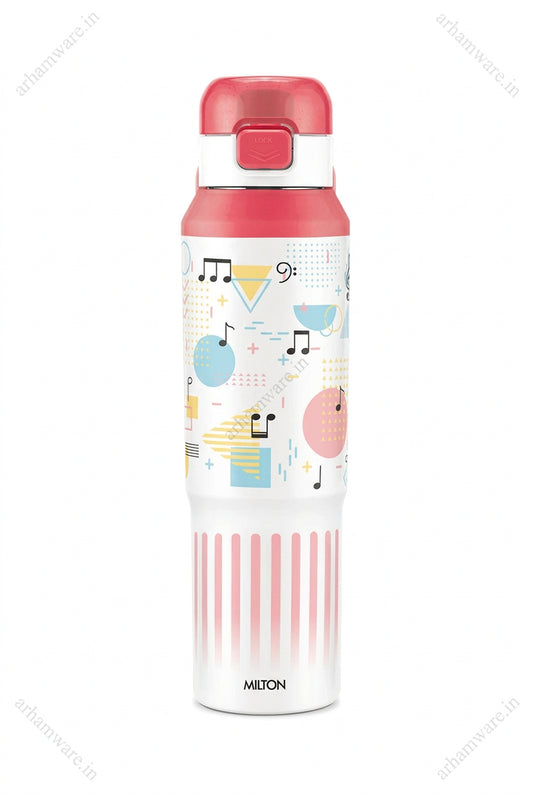 Milton Steel Helio 900 Stainless Steel Bottle - Outside Plastic Inside Stainless Steel (Twin Flow: Gulper Plus Straw Sipper)