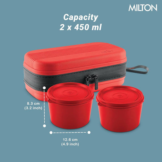 Milton Town Case Microwavable Lunch Box Outside Plastic, Inside Stainless Steel with Bag