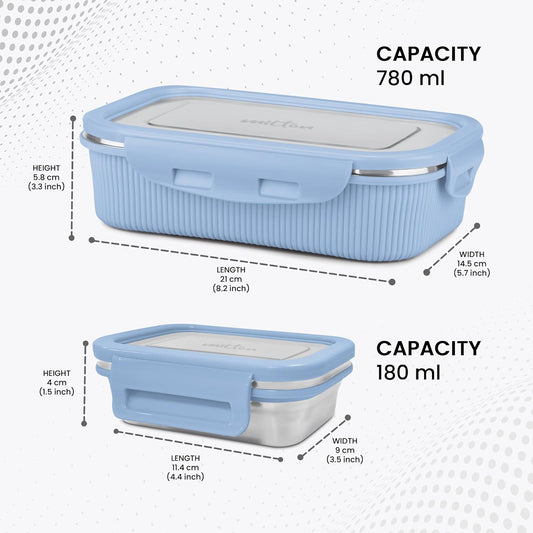 Milton Cool Touch Epic Lunch Box With Inner Container - Plastic Outside Steel Inside Microwavable without Lid - Random Colors