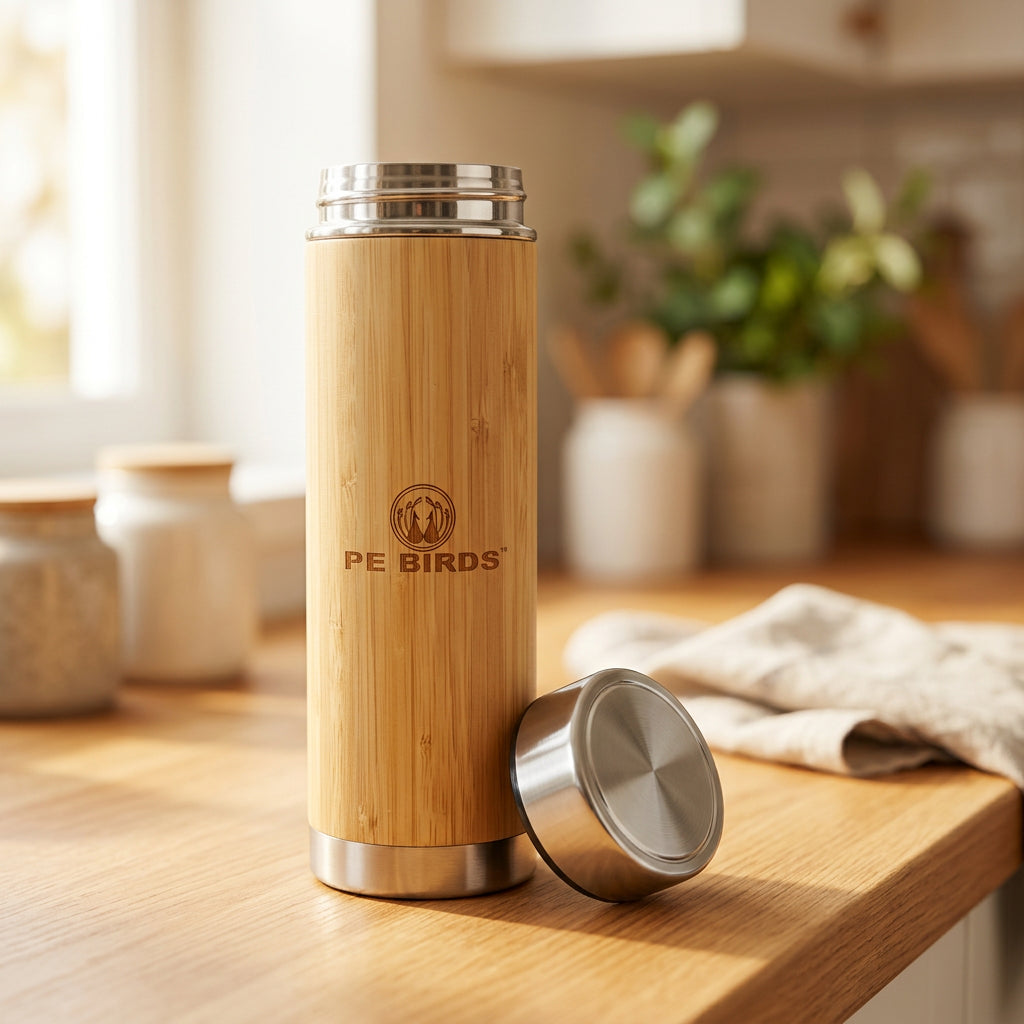 PE Birds Bamboo 450ml Vacuum Insulated Bottle