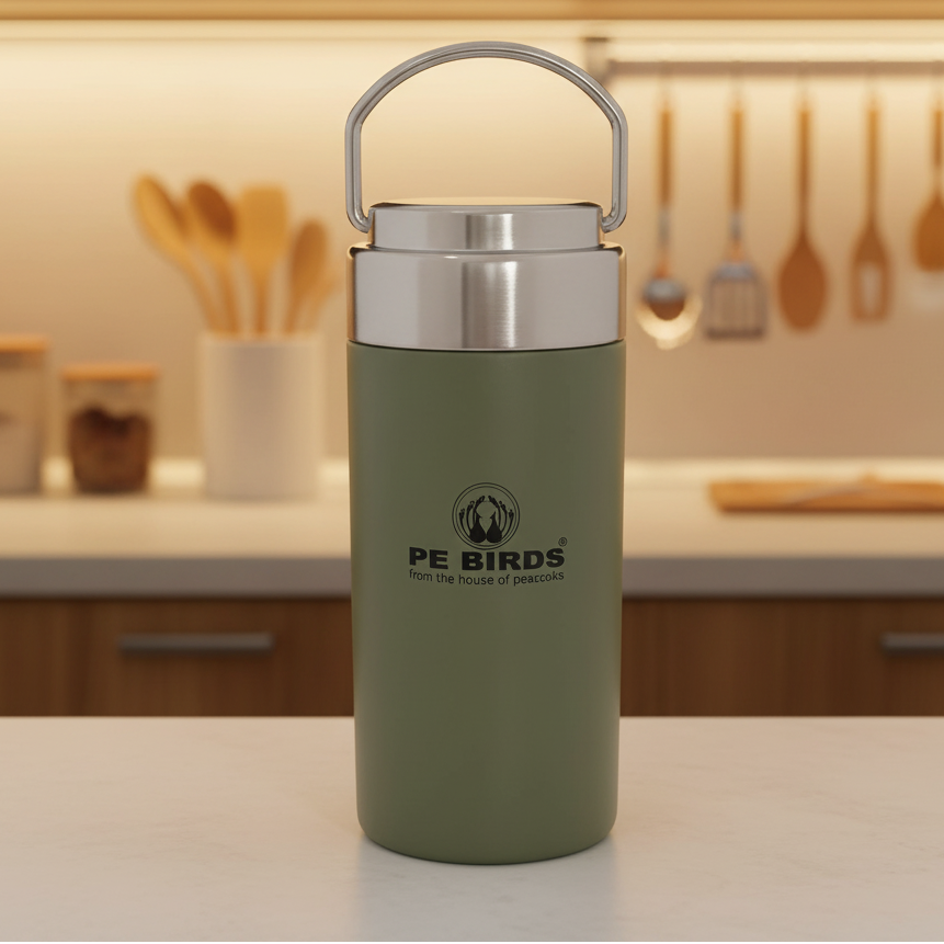 PE Birds Flow Sambar Jar 300ml Thermal Vacuum Insulated Food Jar
