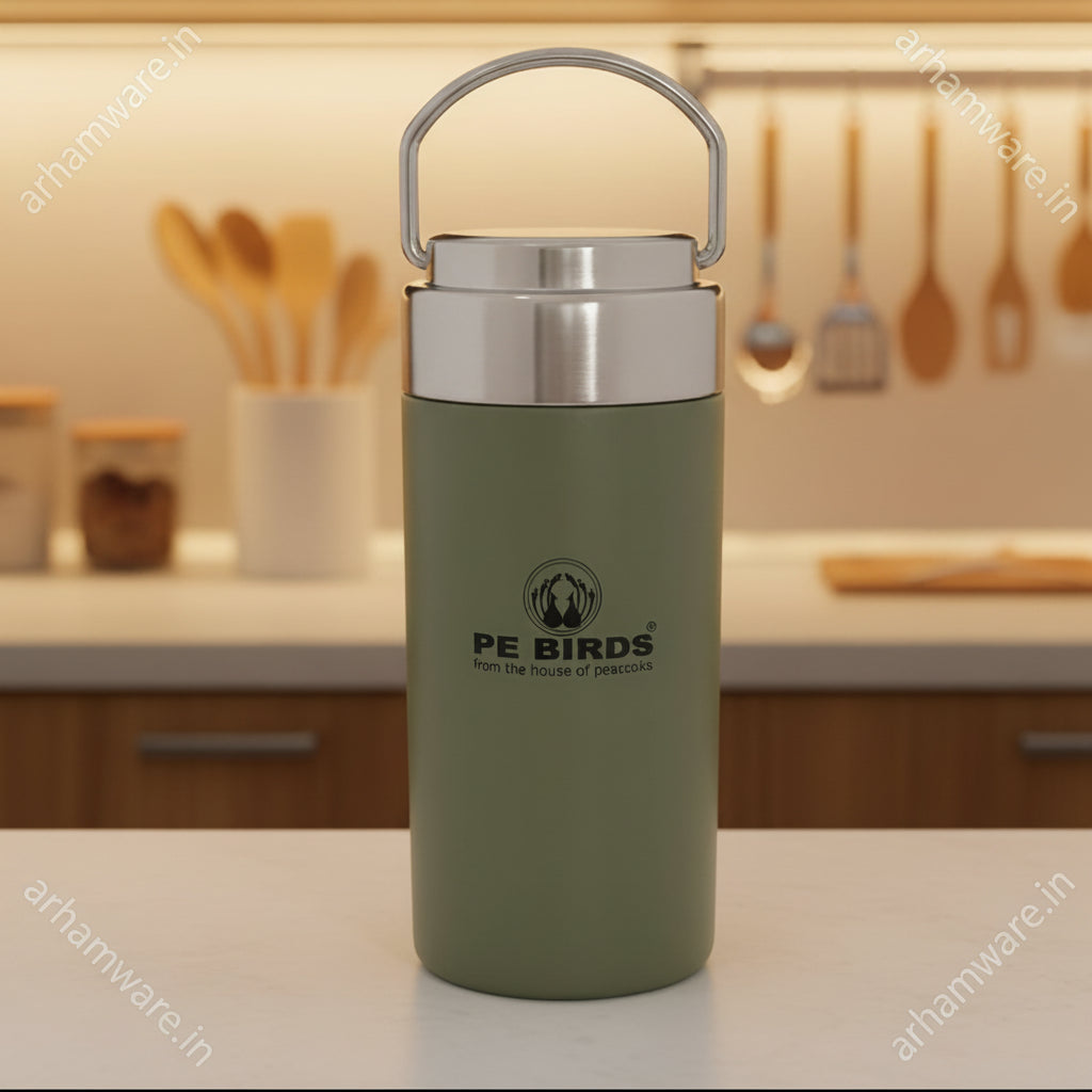 PE Birds Flow Sambar Jar 300ml Thermal Vacuum Insulated Food Jar