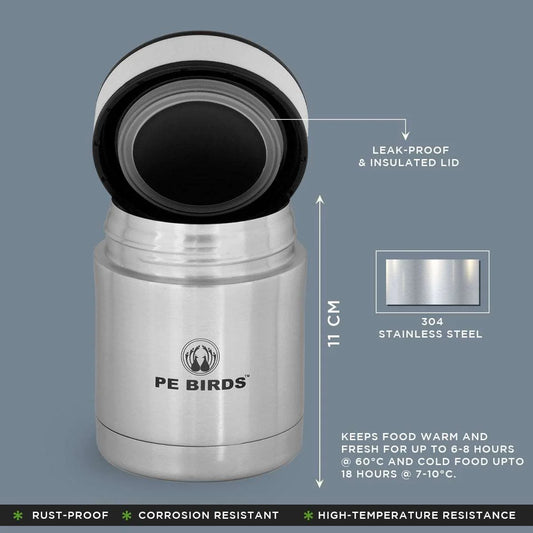 PE Birds Sambar Jar 260ml Thermal Vacuum Insulated Food Container