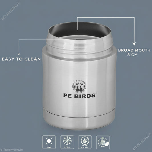 PE Birds Sambar Jar 390ml Thermal Vacuum Insulated Food Container
