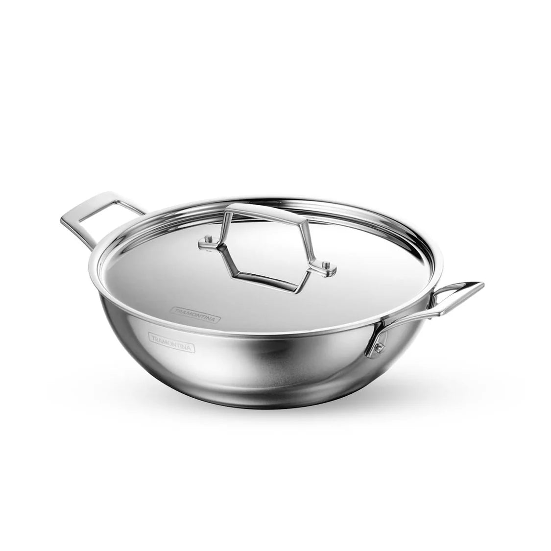 Tramontina Aeion Kadai with SS Lid (20, 24, 26, 30cm) Tri-Ply Clad Stainless Steel