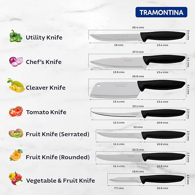 Tramontina Plenus Vegetable Knife 7cm Black