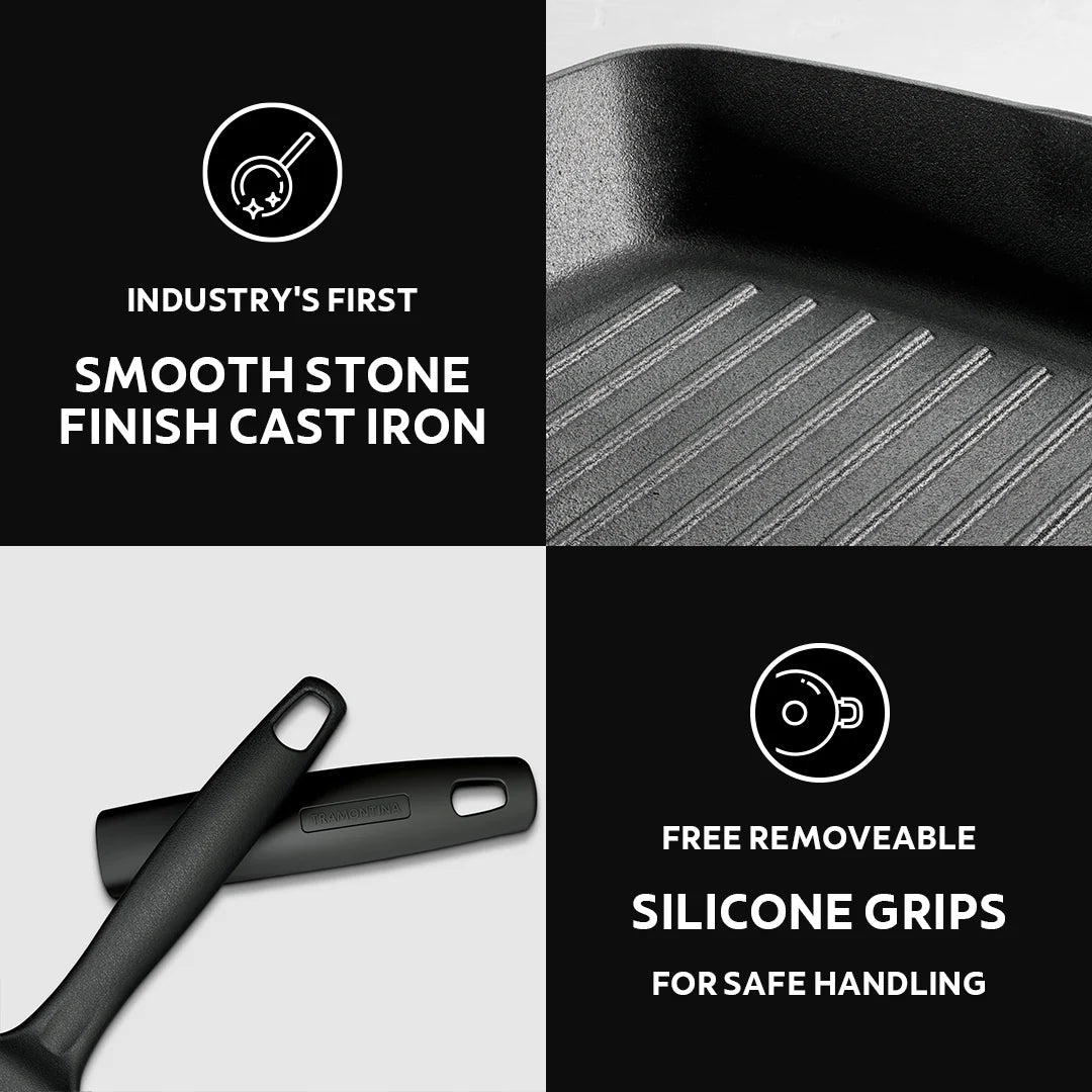 Tramontina Titanex Square Grill (27cm) Pre-Seasoned Cast Iron