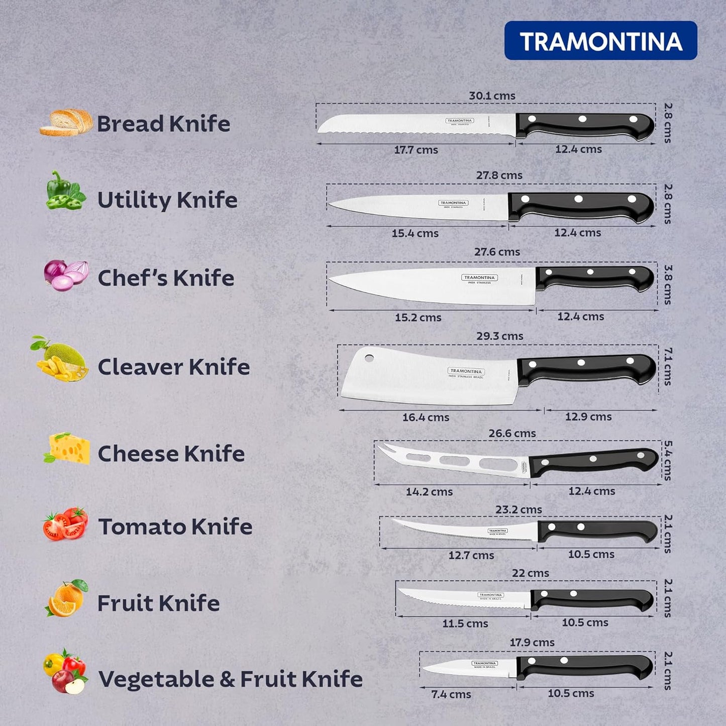 Tramontina Ultracorte Carving Knife 20cm Black
