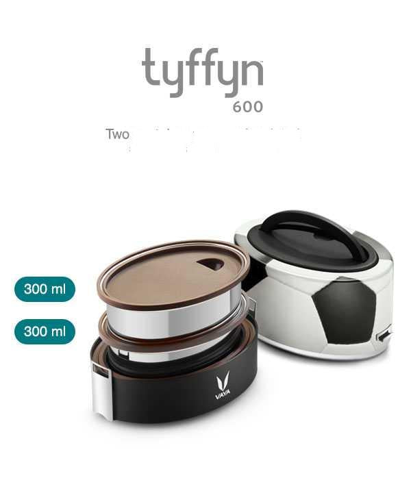 Vaya Tyffyn 600ml Graphics Design Thermal Vacuum Insulated with 2 inner containers (300ml * 2 Stainless Steel Inner Containers)