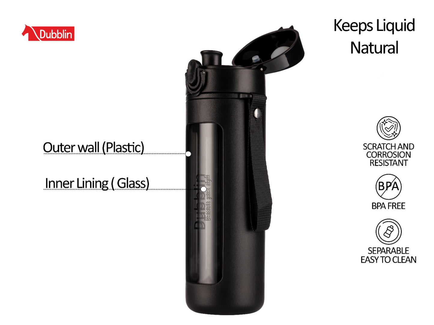 Dubblin Lime 600 Borosilicate Glass Bottle