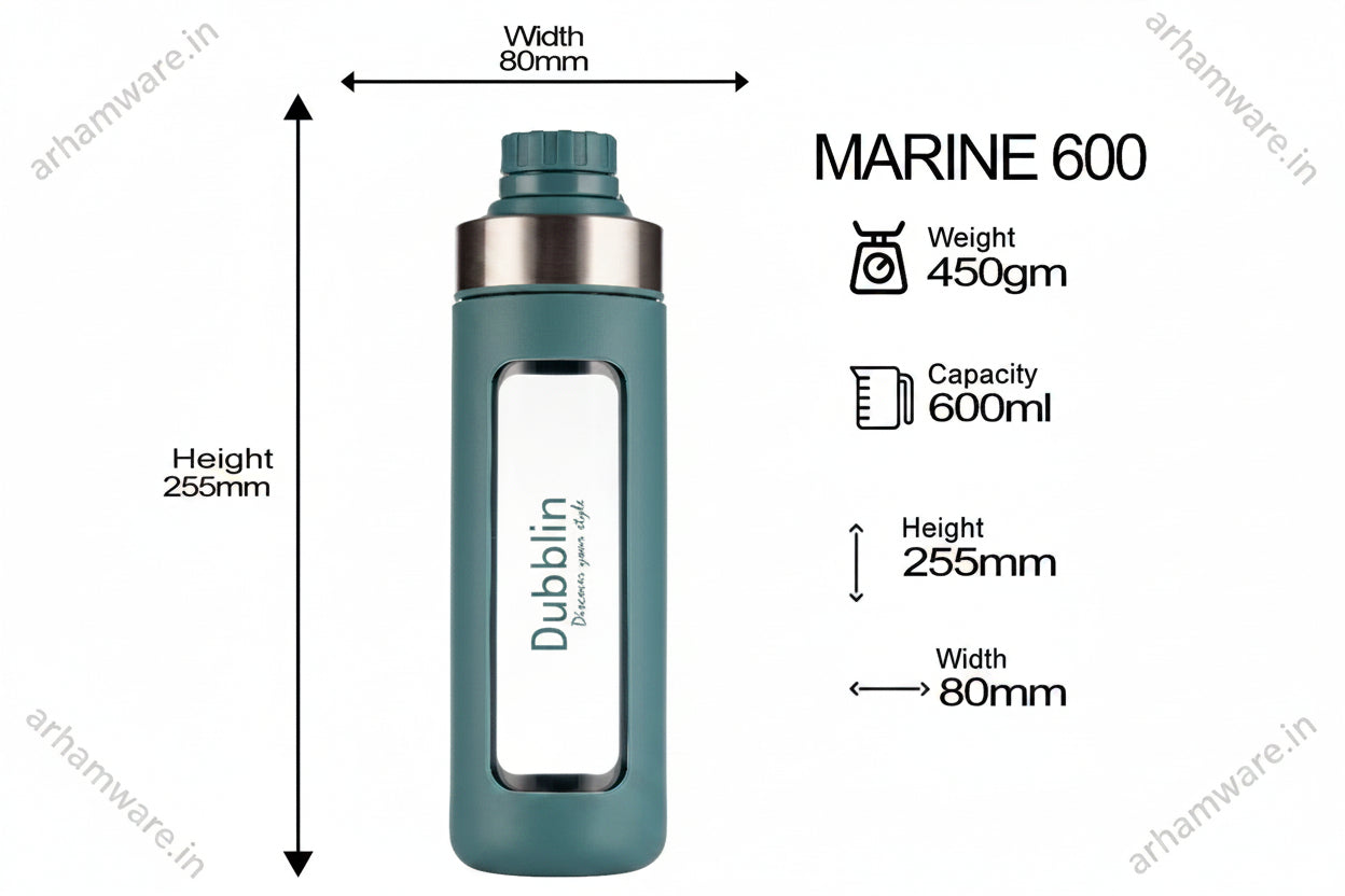 Dubblin Marine 600ml Borosilicate Glass Bottle