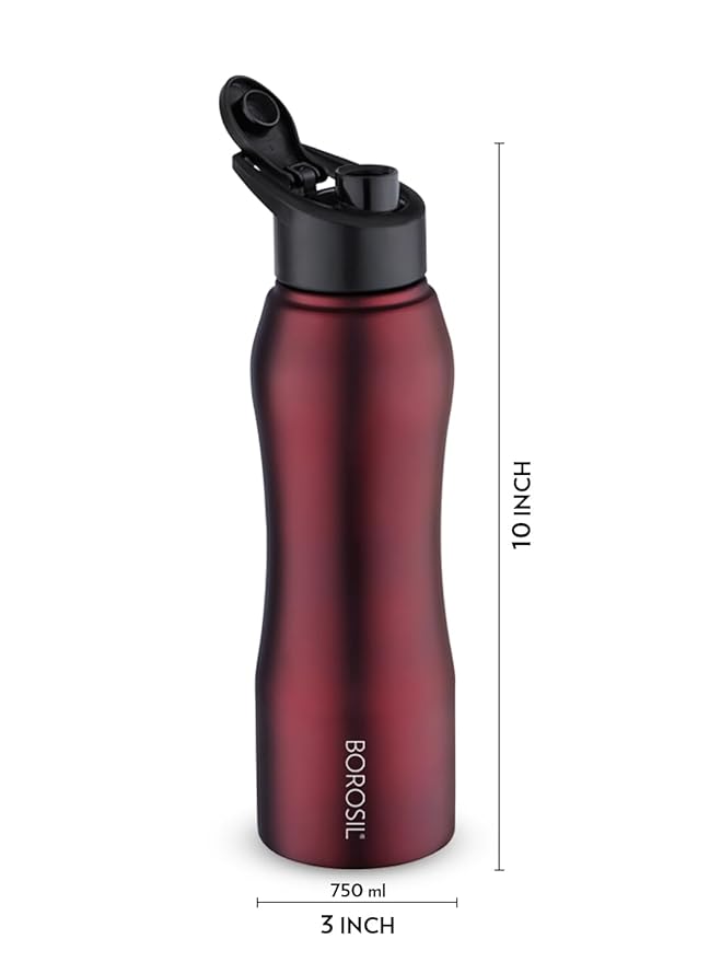 Borosil Hydra Grip-N-Sip Stainless Steel Bottle 750ml