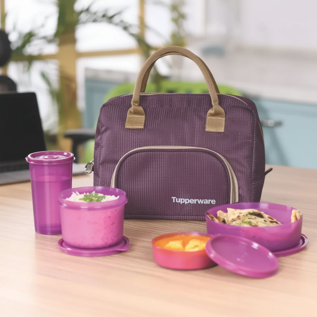 Tupperware Classic Lunch Bag with 3 * containers & 1 * 330ml Tumbler