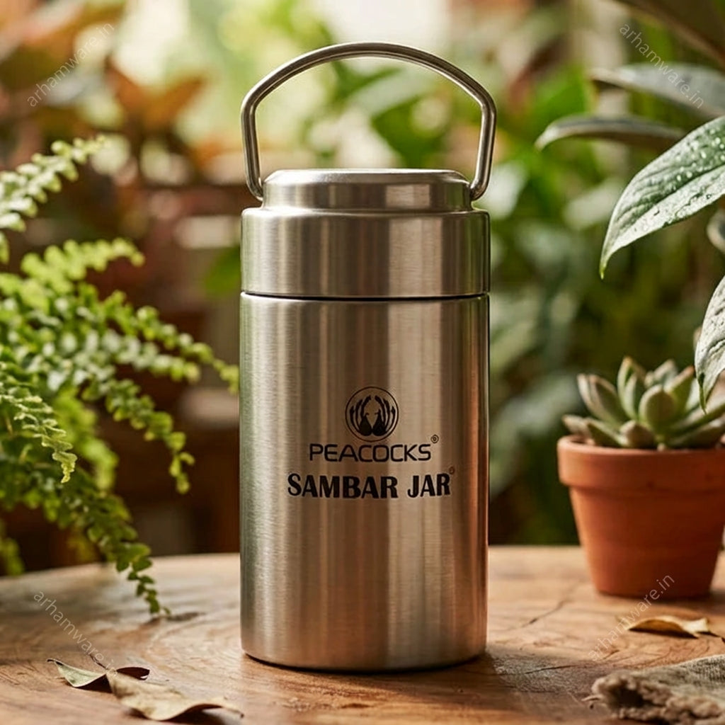 PE Birds Flow Sambar Jar 220ml Thermal Vacuum Insulated Food Jar