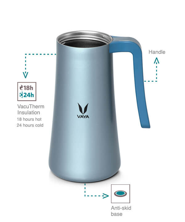 Vaya Tea Pot 900ml - with Globe Lid - Stainless Steel Thermal Vacuum Insulated Jug