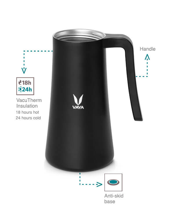 Vaya Tea Pot 900ml - with Globe Lid - Stainless Steel Thermal Vacuum Insulated Jug