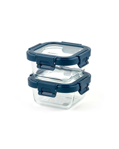 Dubblin Borosilicate Glass Lunch Box Set Of 2 With Vertical Bag