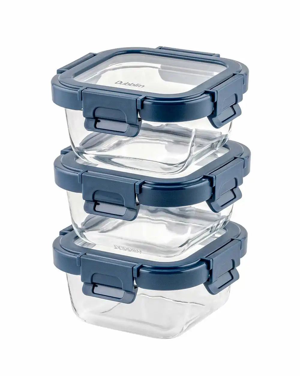 Dubblin Borosilicated Glass Lunch Box Set Of 3 With Vertical Bag
