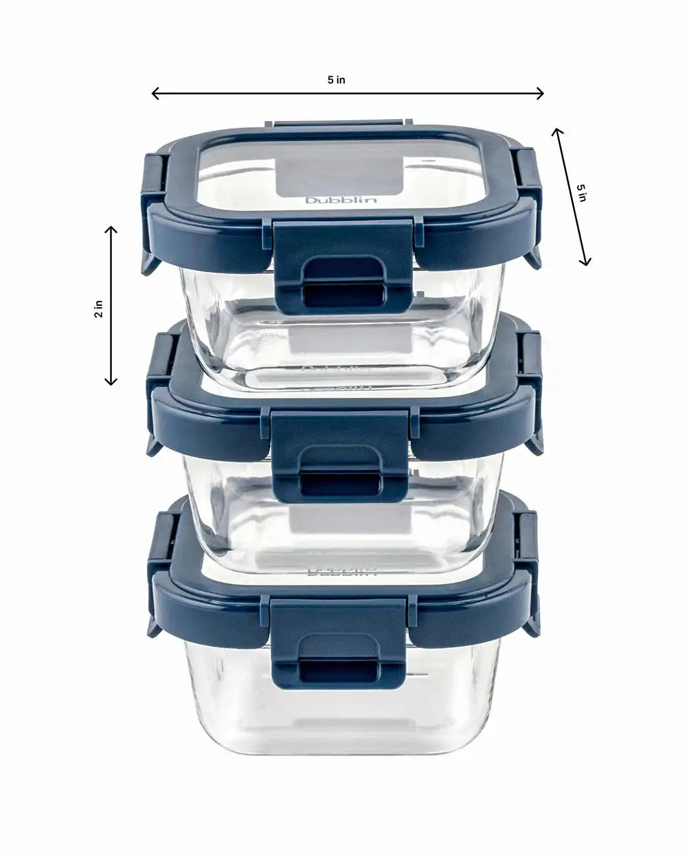 Dubblin Borosilicated Glass Lunch Box Set Of 3 With Vertical Bag